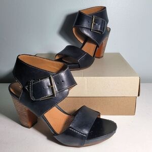 Clarks Okena Mod Black Leather High Heel Womens Sandals -8M